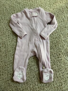 Burt’s Bees Baby One Piece Lavender Ribbed Pajamas Sz Preemie Organic Cotton